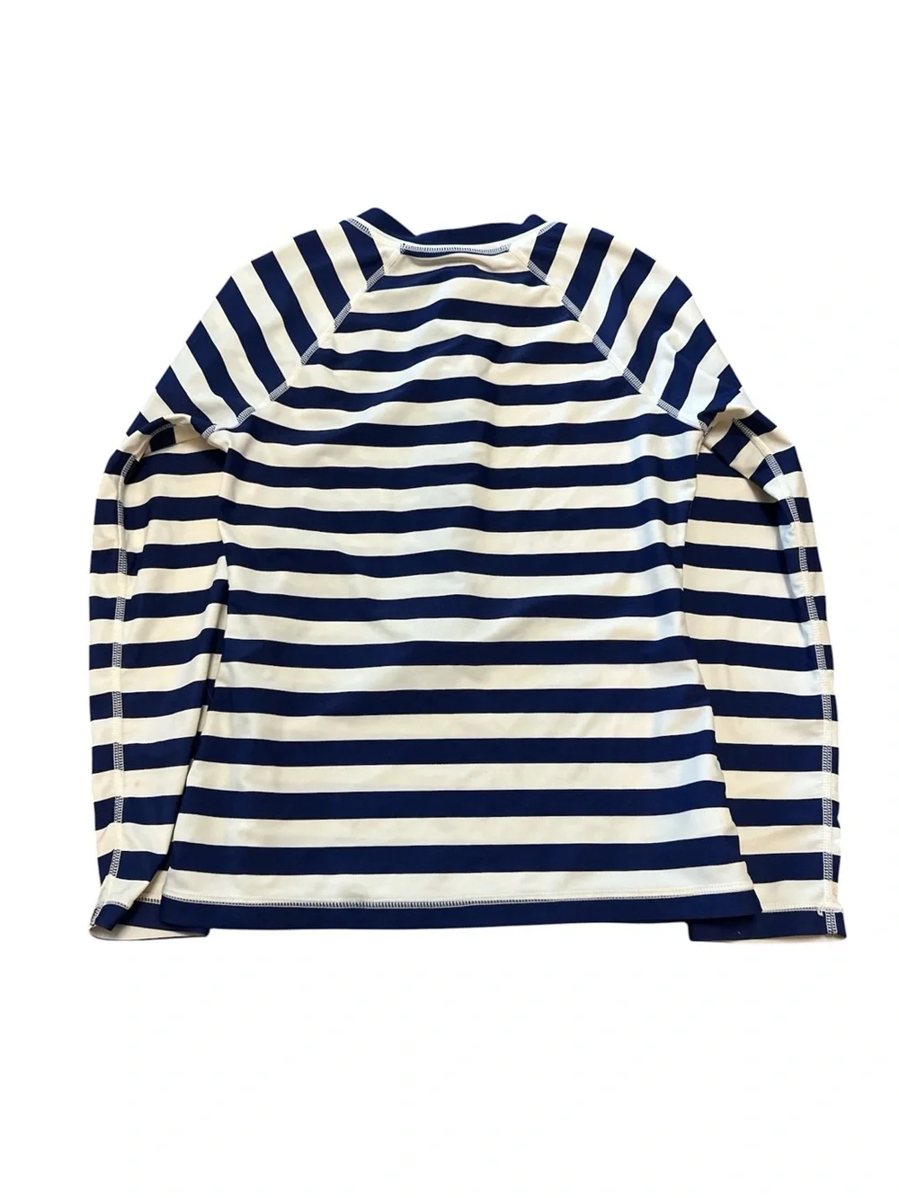 Tea Collection Blue White Stripe 1/4 zip Long Sleeve Rash Guard Size 10 Boy/Girl